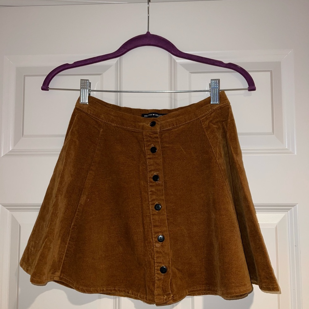 Velvet button up skater skirt